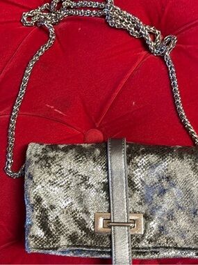 GAP Silver Metallic Chain Shoulder Clutch